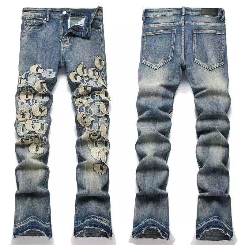 GMAM Heavy Craft Washed Distressed High Street Embroidered Unisex Jeans