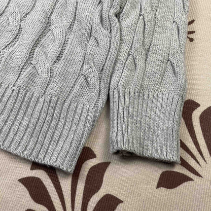 Real Shot RL Raffi Pony Label Embroidered Knit Sweater Men Autumn Winter Stand Collar Cable Couple Half Zip Sweater Women