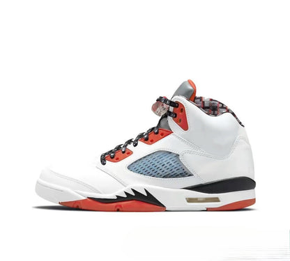 GMabcd-AJ5 High High-Top Basketball Shoes Buckle Broken Rukawa Kaede White Cement Ice Blue Low-Top Cushion Men and Women Sneakers