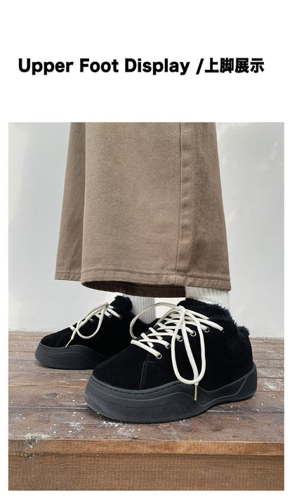 Men's Shoes 2025 Winter New Trend Retro Casual Versatile Thick-Soled Sports Loafers Warm