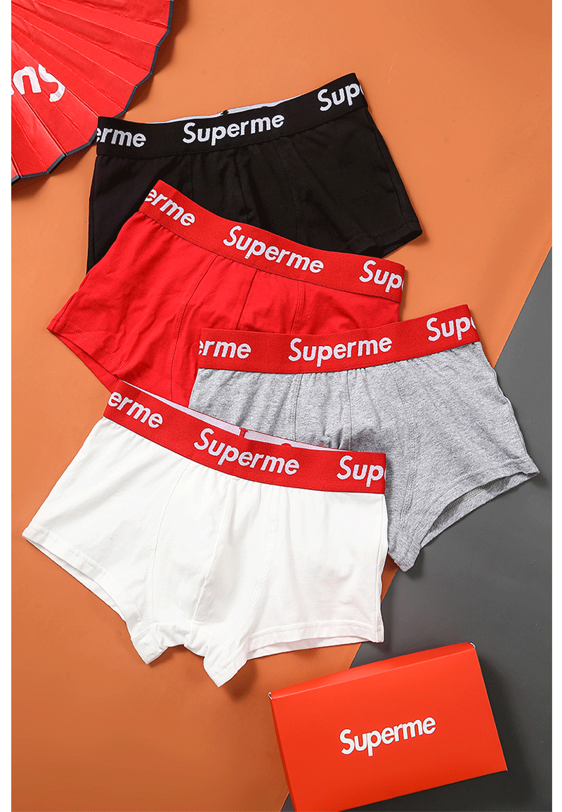 Men's Cotton Underwear Trendy Wide Waistband Mid-Rise Loose Breathable Youth Fashion Four-Corner Comfortable Large Sports Shorts