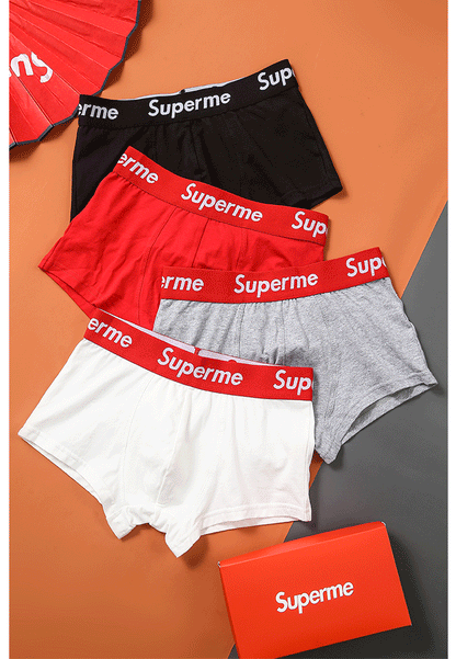 Men's Cotton Underwear Trendy Wide Waistband Mid-Rise Loose Breathable Youth Fashion Four-Corner Comfortable Large Sports Shorts
