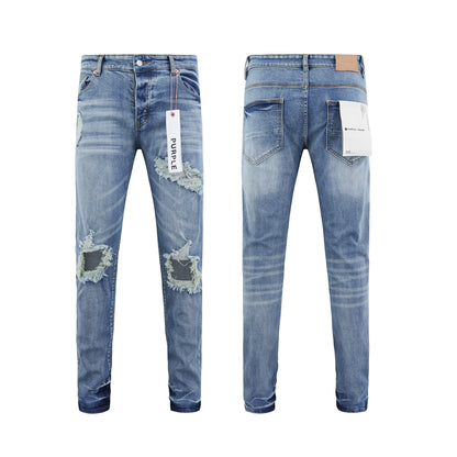 Jeans Washed and Distressed Retro Tattered Jeans Splash Ink Ruffle Handsome and Beautiful Style