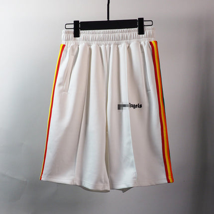 PA Angel Trendy Brand Striped Rainbow Ribbon Shorts Unisex Couple Fog High Street Palm Tree Loose Five-Point Pants