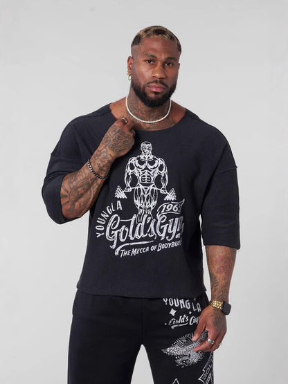 YOUN-GLA Collaboration GOLD'S Summer New Men's T-Shirt Jogger Sports Fitness Cotton Loose Short Sleeve