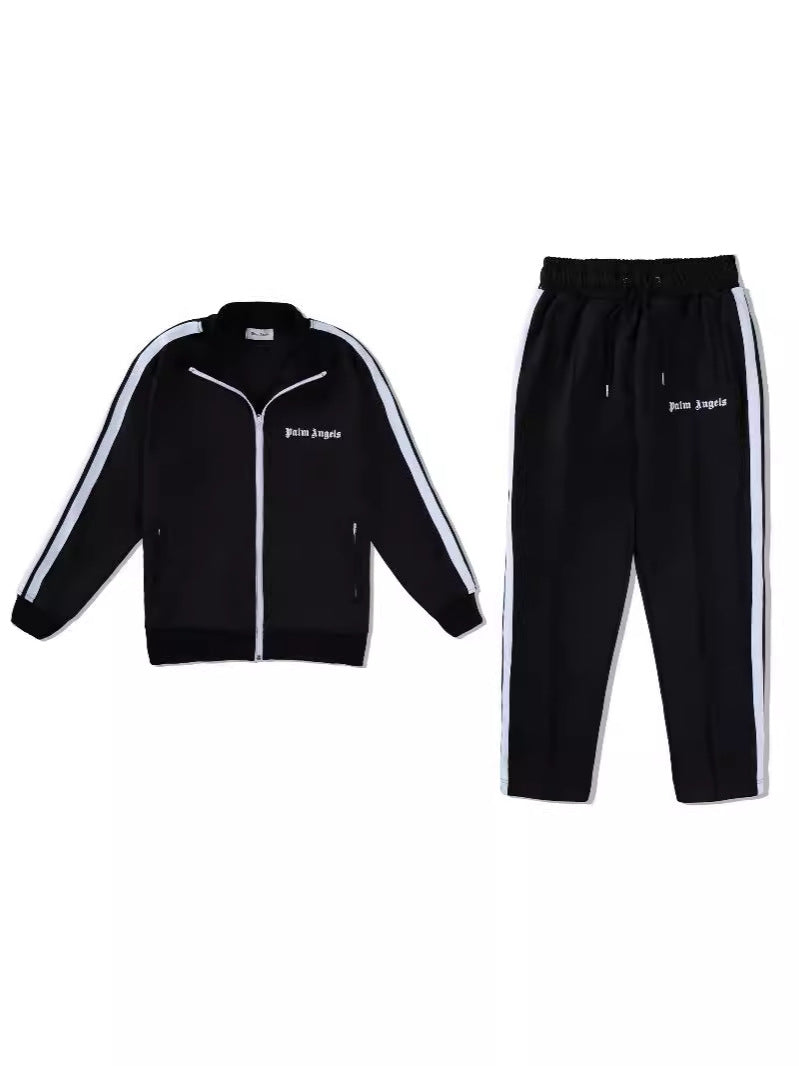 24SS Retro Trend Angel Color Block Embroidered Casual Jacket Top Jacket Set Long Pants Sweatshirt Trend