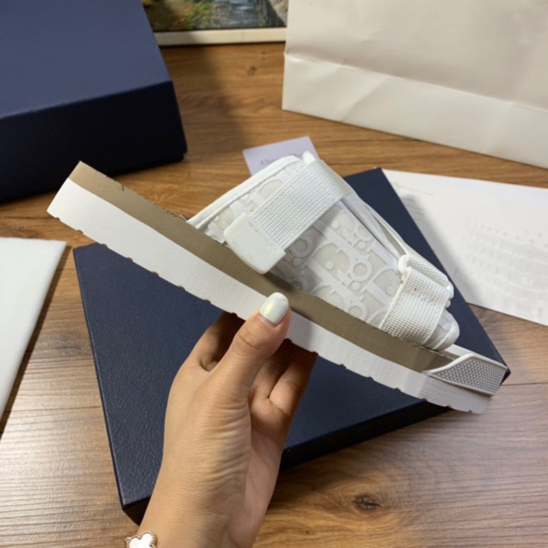 GMabcd Men's Fashion Printed Cloth Magic Tape Casual Slip-On Sandals Non-Slip Outdoor Beach