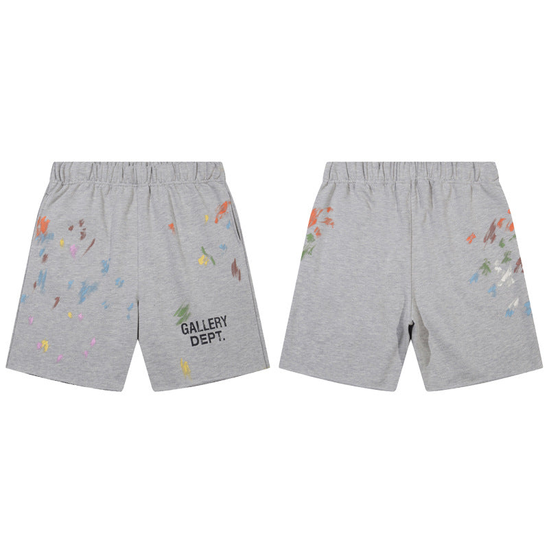 Ink Splash Graffiti Shorts for Men, Teenagers, European and American Trendy Brand, Casual Five-Point Shorts, Summer Workwear