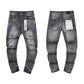 American High Street Distressed Patch Trendy Retro Straight Amiri Jeans for Men and Women