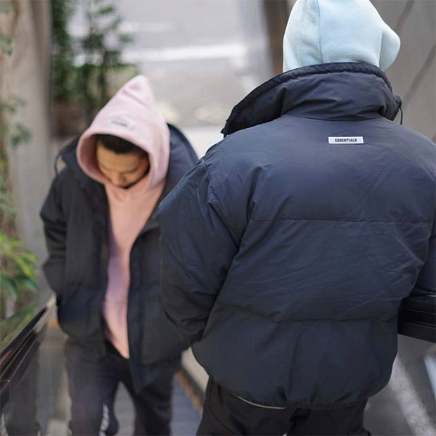 GmabcdFEAR OF GOD Double Stitch ESSENTIALS Solid Color Thickened Cotton Jacket Pure Black