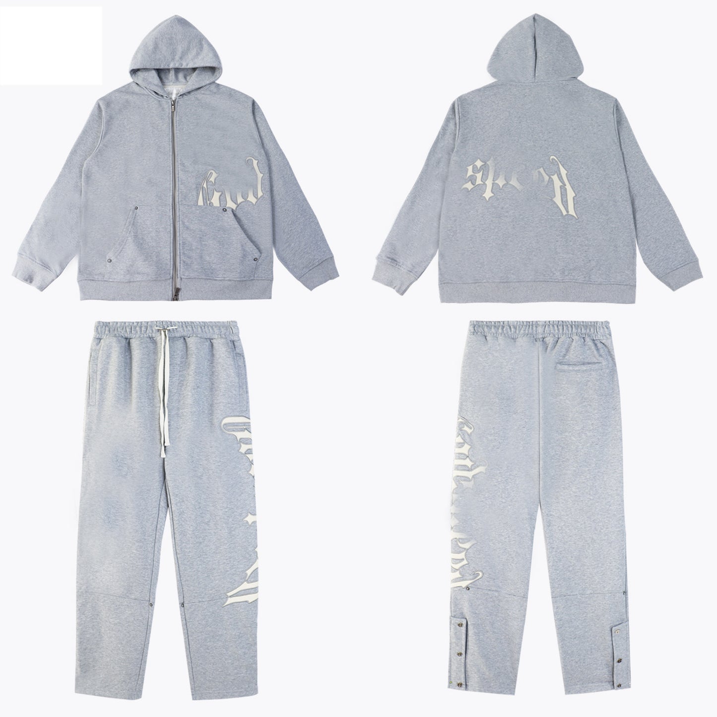 GMabcd Casual Set God-peed Patch Letter Cardigan Hoodie High Street Men's Casual Sweatshirt Sweatpants