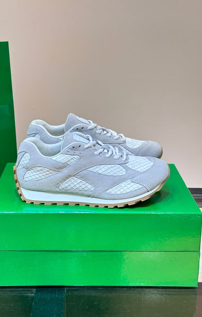 GMabcd New Casual Genuine Leather Mesh Patchwork Dad Shoes Versatile Fashion Couple Lace-up Sneakers