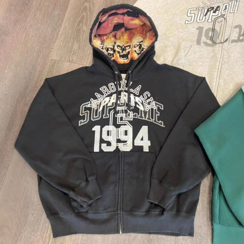 Zipper Cardigan 2025 New Style 1994 English Print National Trend Treasure Boy Hoodie