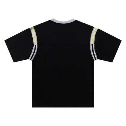 ss25supreme Crew Neck Short Sleeve American Style Trendy Classic Football Shirt Patchwork Ribbed High Street Top T-Shirt Unisex