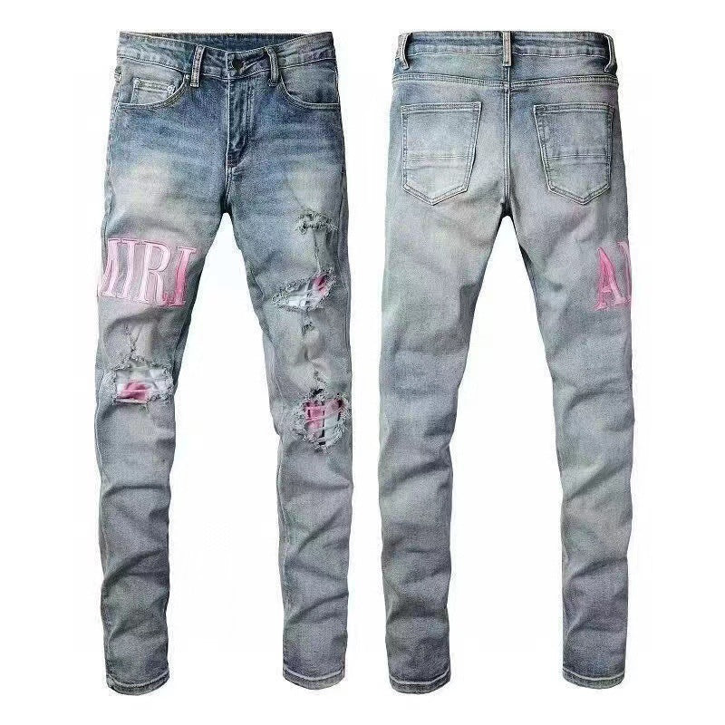 GMAM Heavy Craft Washed Distressed High Street Embroidered Unisex Jeans