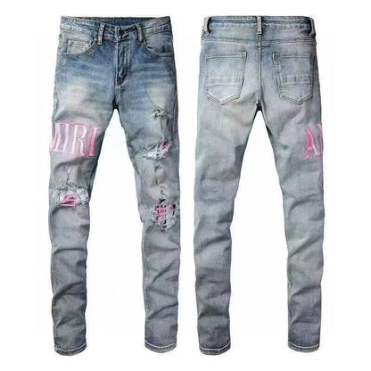 GMAM Heavy Craft Washed Distressed High Street Embroidered Unisex Jeans