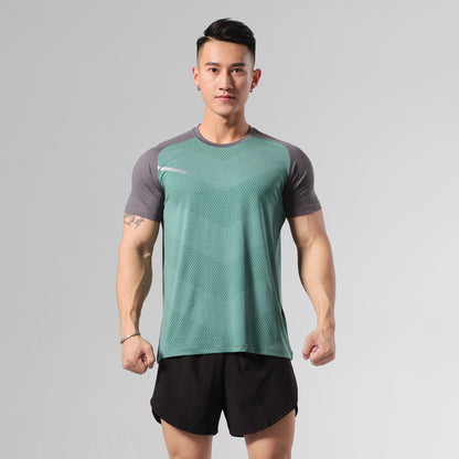 Unisex Breathable Lightweight Gym Short Sleeve Quick-Dry Top Fitness Sports Wear Ice Silk T-Shirt Stretch Short Sleeve
