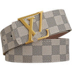 Gold Buckle White Plaid
