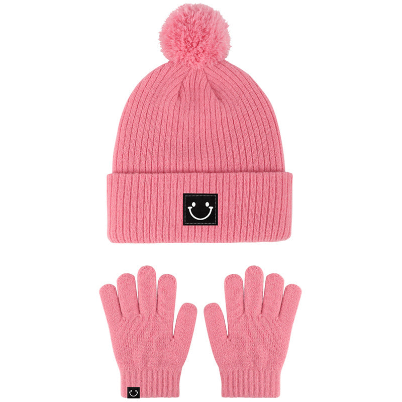 Winter Children's Knitted Hat Gloves Two-Piece Suit Warm Earflaps Cap Cute Boy Girl Baby Babies'