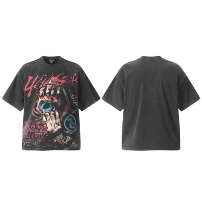 2025 Summer New European and American Trendy Brand Unisex Couple's Plus Size Loose Pullover Short Sleeve T-Shirt Youth Tee