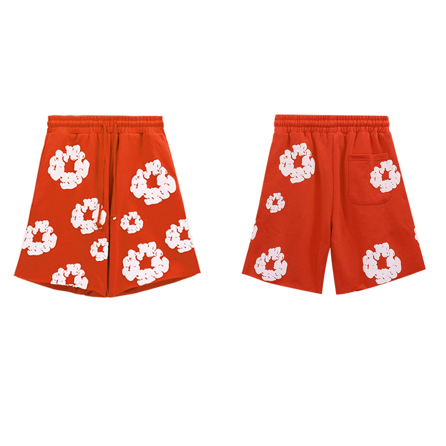 Puff Print Shorts 2024 European and American Fashion Brand Men's plus Size Loose Multi-Color Beach Pants