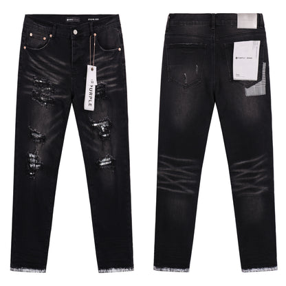 Jeans Washed and Distressed Retro Tattered Jeans Splash Ink Ruffle Handsome and Beautiful Style