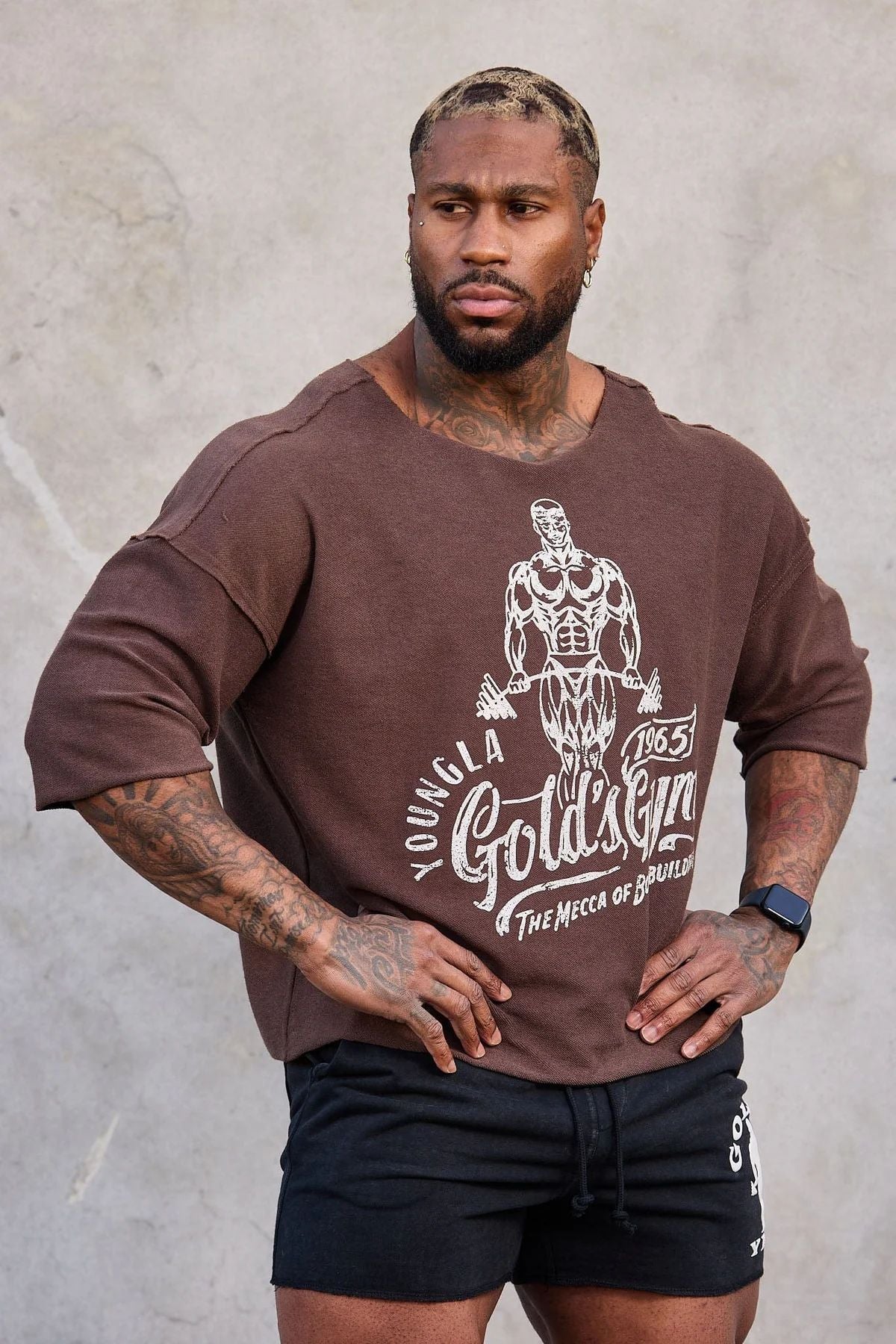 YOUN-GLA Collaboration GOLD'S Summer New Men's T-Shirt Jogger Sports Fitness Cotton Loose Short Sleeve