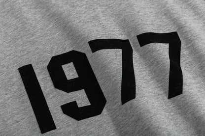 2025 New FOG 1977 Flocked Print Digital High Street European and American Style Sweatshirt Loose Casual Pants Unisex Set