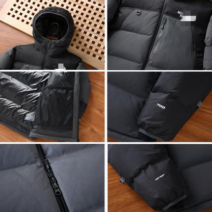 GMabcd UE Down Jacket Unisex Color Block T Waterproof Warm Color Block Hooded Thickened Couple Hooded Down Jacket