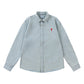 Trendy Brand Am* Small Heart Embroidered Shirt Casual Loose Fit Unisex Couple Style Amy Cotton Long Sleeve Top