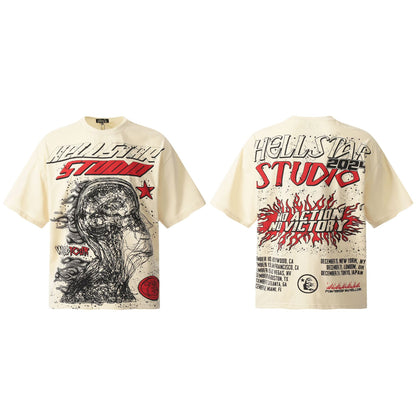 2025 Summer New European and American Trendy Brand Unisex Couple's Plus Size Loose Pullover Short Sleeve T-Shirt Youth Tee