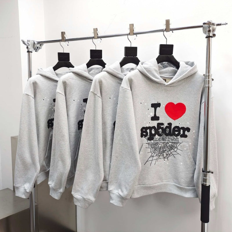 Gmsp5der Sweater Spider Web Love Pullover Hooded Sweater Men's and Women's Hoodies[High Quality]