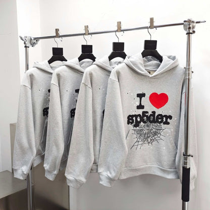 Gmsp5der Sweater Spider Web Love Pullover Hooded Sweater Men's and Women's Hoodies[High Quality]