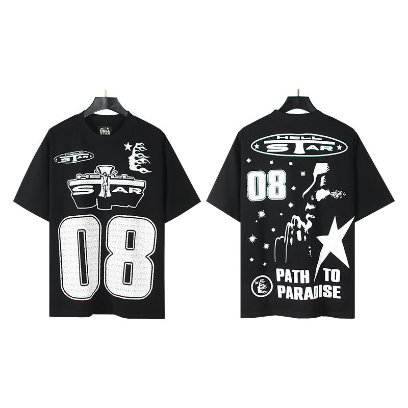 [4]2025 Summer New American Fashion Brand Male and Female Couples Wear plus Size Loose Pullover Short Sleeve T-shirt Youth Tee