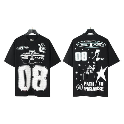 [4]2025 Summer New American Fashion Brand Male and Female Couples Wear plus Size Loose Pullover Short Sleeve T-shirt Youth Tee