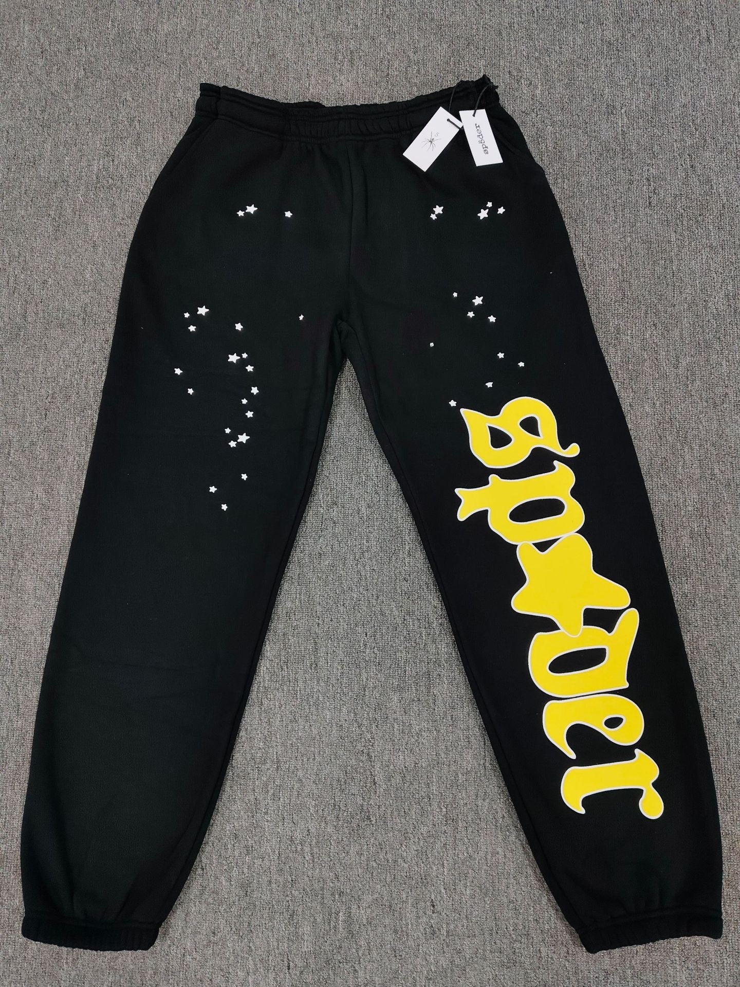 [Fleece Lined]Young Thug American Style Brand Sp5DER 555555 Spider Web Foam Print Casual Unisex Sweatpants