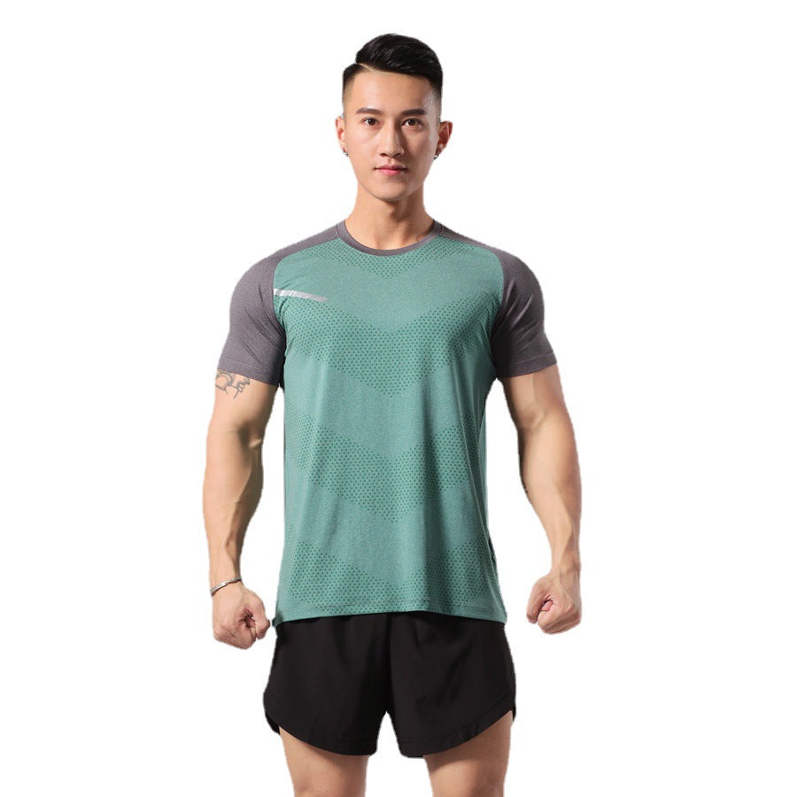 Unisex Breathable Lightweight Gym Short Sleeve Quick-Dry Top Fitness Sports Wear Ice Silk T-Shirt Stretch Short Sleeve
