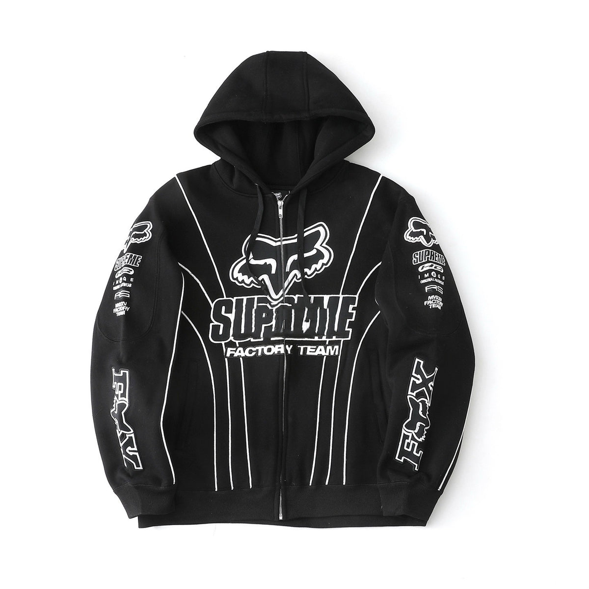 Sup x Fox Collab Fleece-Lined Zip-Up Hooded Sweatshirt Jacket Unisex