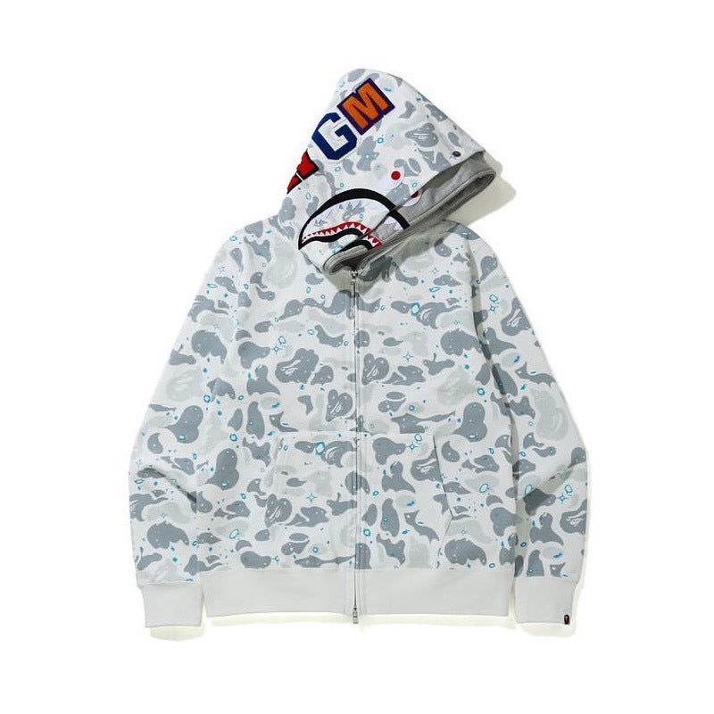 Baby Apee Shark Camouflage Hooded Cardigan Zipper Fashion Brand Comfortable Men's Women's Pullover Coat