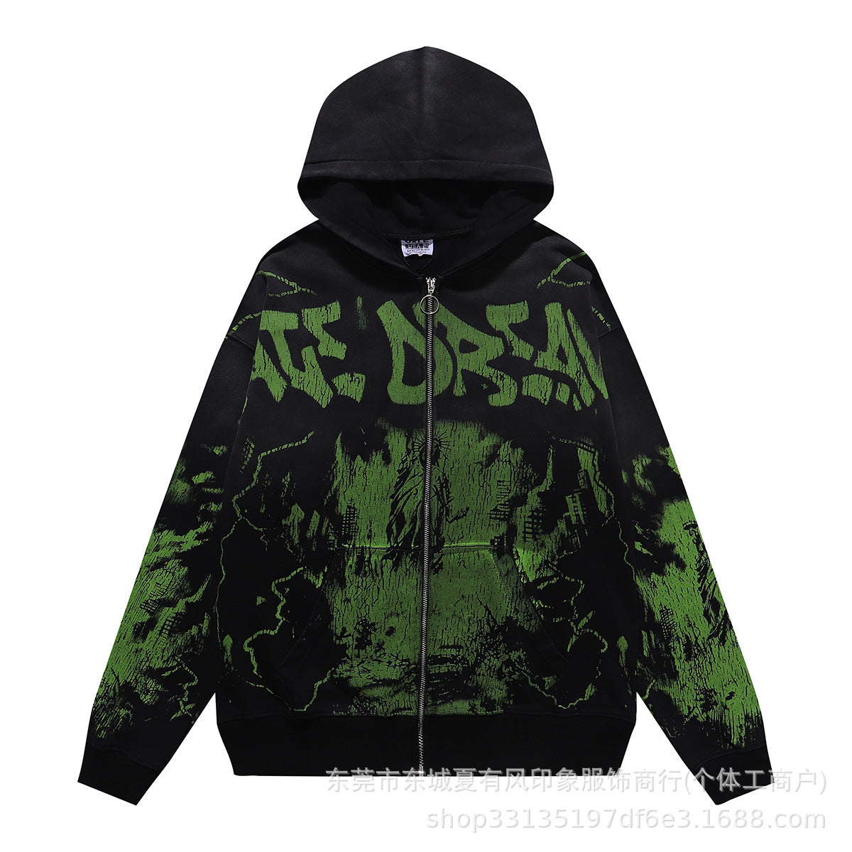 1996 Embroidered Logo Letter Zip-Up Loose-Fit Unisex Hooded Sweatshirt (Part 2)