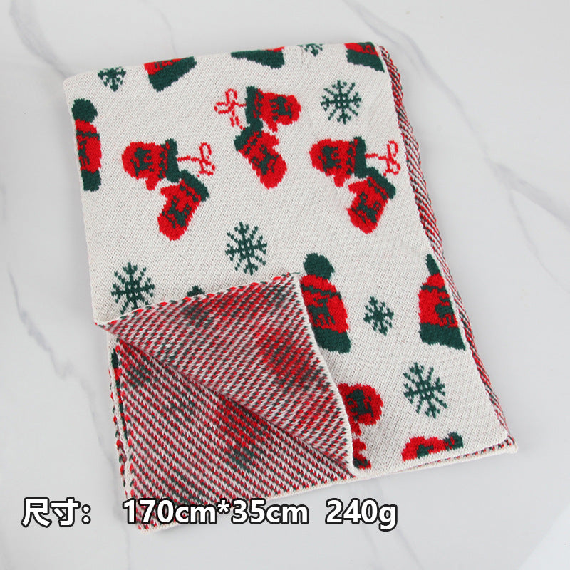 Christmas gift Christmas atmosphere Woolen all-match Autumn scarf Winter warm extension couple girl student cute skin scarf