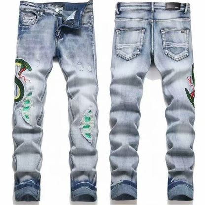 GMAM Heavy Craft Washed Distressed High Street Embroidered Unisex Jeans