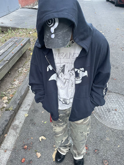 High-Quality ERD Melancholy Rich Second Generation Hooded Sweatshirt Washed Vintage Distressed Jacket Autumn Winter Zipper Coat