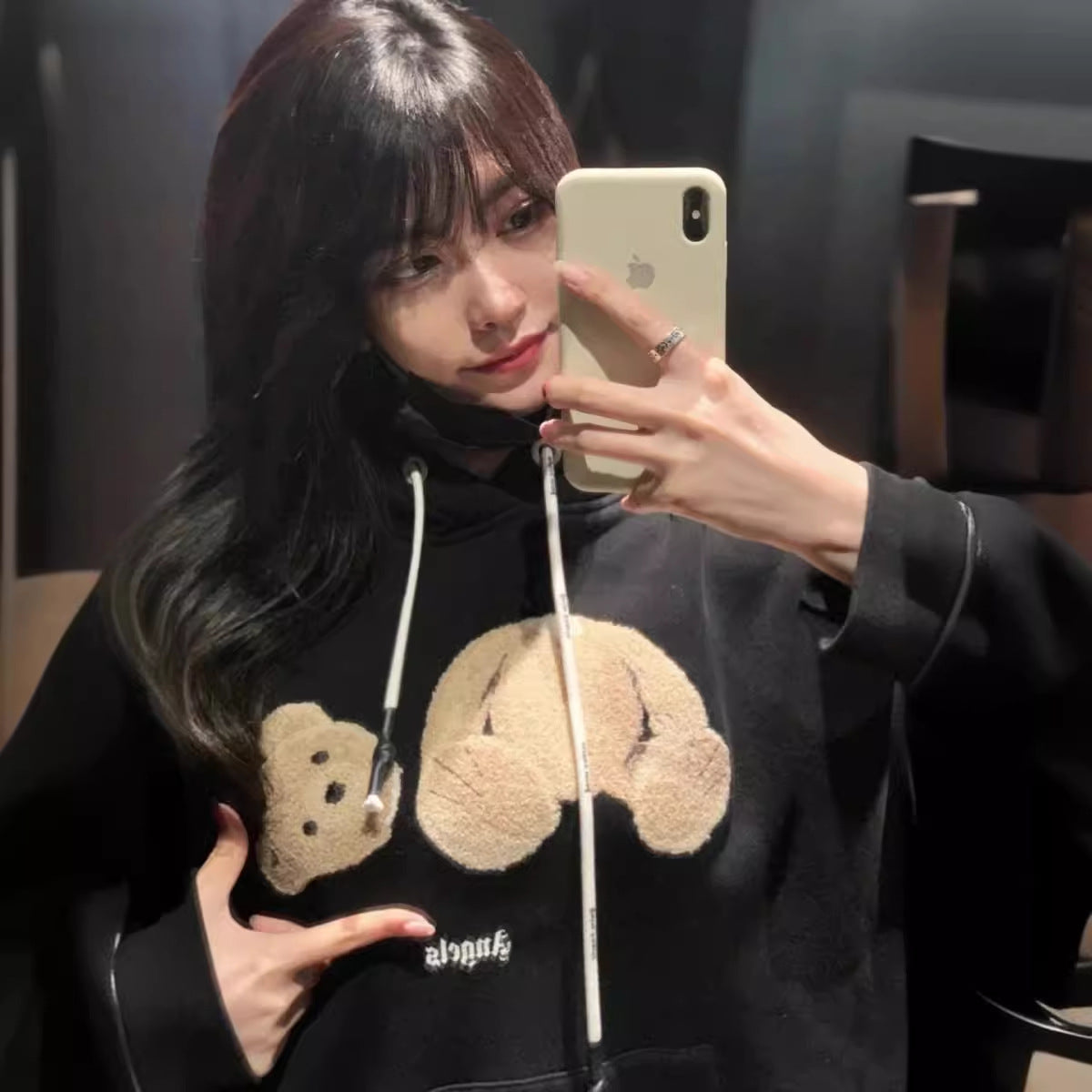 PA Angel Broken Bear Sweater Oversize Niche High Street Fashion Brand Ins Couple Hoodie