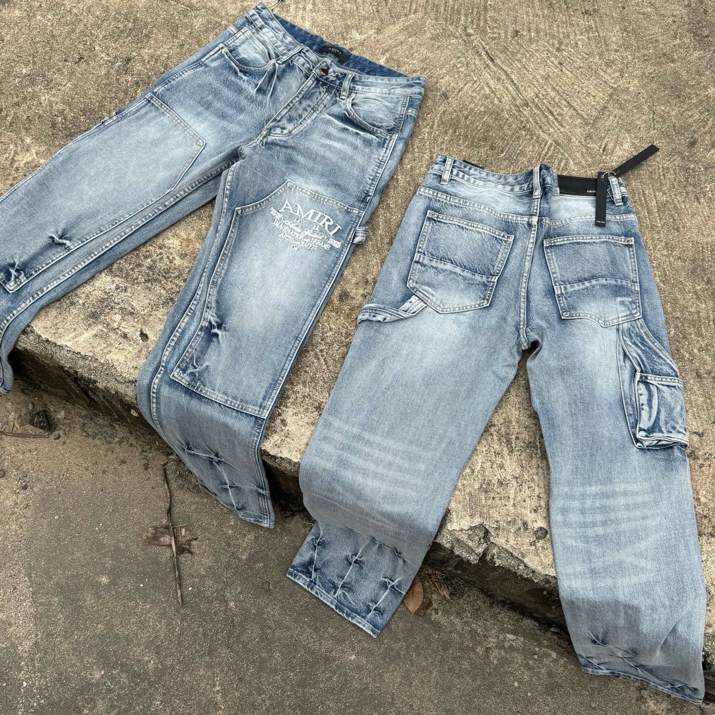 GMAMI New Logging Jeans Embroidered Washed Ripped Jeans Long Pants Unisex