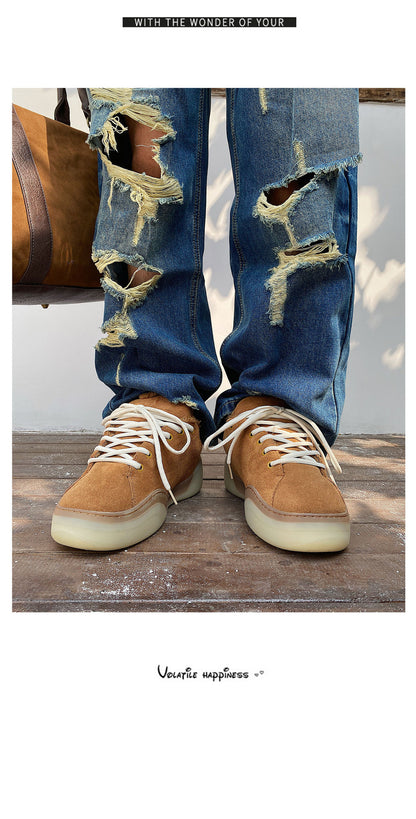 Men's Shoes 2025 Winter New Trend Retro Casual Versatile Thick-Soled Sports Loafers Warm