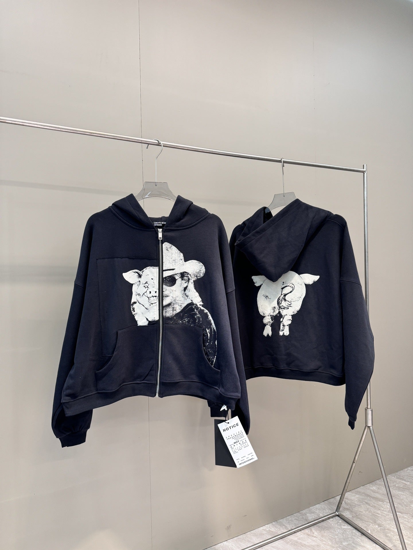 High-Quality ERD Melancholy Rich Second Generation Hooded Sweatshirt Washed Vintage Distressed Jacket Autumn Winter Zipper Coat