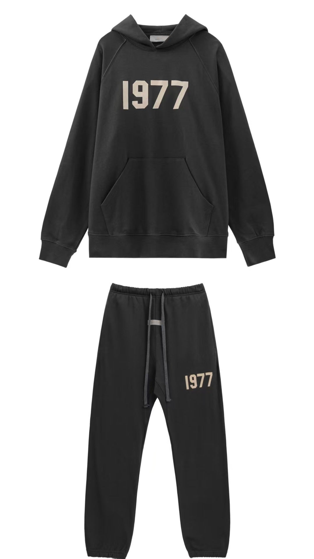 2025 New FOG 1977 Flocked Print Digital High Street European and American Style Sweatshirt Loose Casual Pants Unisex Set