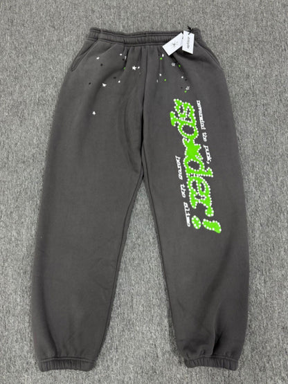 [Fleece Lined]Young Thug American Style Brand Sp5DER 555555 Spider Web Foam Print Casual Unisex Sweatpants