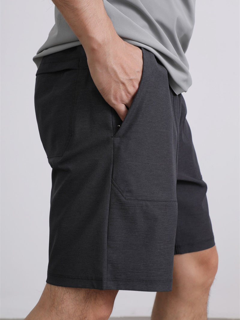 Lulu Men's Shorts Summer Business Casual Five-Point Pants Commuter Workwear Simple Men's Pants Comfortable Hiking Shorts